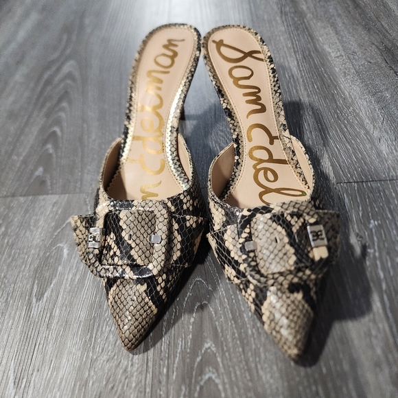 Sam Edelman Women's Snakeskin Mules - Black and Tan Janessa Size 8m - Picture 1 of 10